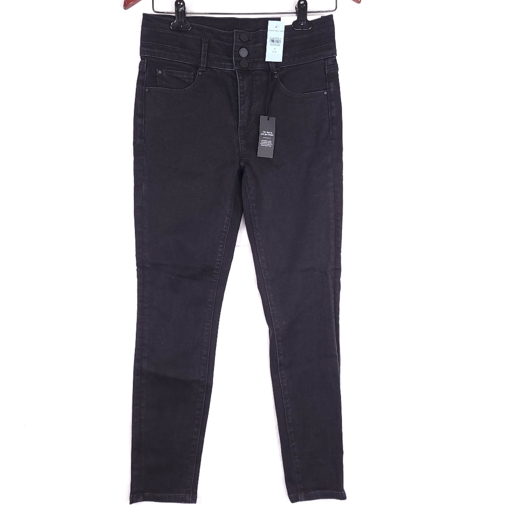 Ann Taylor The Skinny High Rise 4 Petite Jeans Black NWT